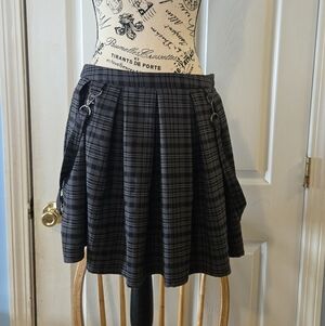 Hot Topic Black and Gray Plaid A-Line Skirt